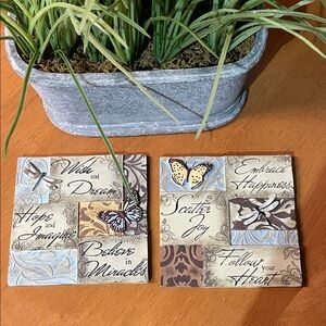 Inspirational Wall Art Plaques with Butterfly Design